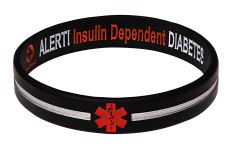 Diabetes Insulin Dependent - Black Stripe - Reversible Wristband