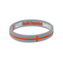 Load image into Gallery viewer, Diabetes Insulin Dependent Grey/Orange cross Reversible Wristband