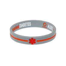 Load image into Gallery viewer, Diabetes Insulin Dependent Grey/Orange cross Reversible Wristband