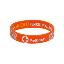 Load image into Gallery viewer, Penicillin Allergy Orange Floral - Reversible Design Wristband