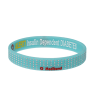 Load image into Gallery viewer, Designer Insulin Dependent Diabetes Turquoise Dots Wristband