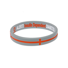 Load image into Gallery viewer, Diabetes Insulin Dependent Grey/Orange cross Reversible Wristband
