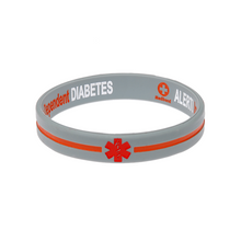 Load image into Gallery viewer, Diabetes Insulin Dependent Grey/Orange cross Reversible Wristband
