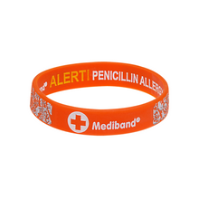 Load image into Gallery viewer, Penicillin Allergy Orange Floral - Reversible Design Wristband
