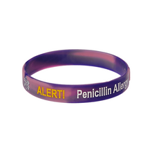 Load image into Gallery viewer, Penicillin Allergy Purple Swirl Wristband
