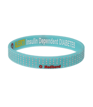 Load image into Gallery viewer, Designer Insulin Dependent Diabetes Turquoise Dots Wristband
