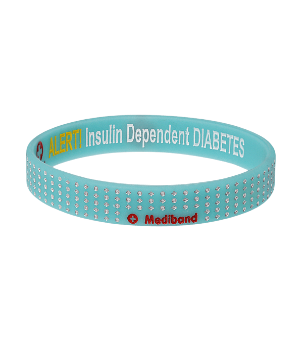 Designer Insulin Dependent Diabetes Turquoise Dots Wristband