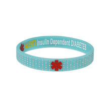 Load image into Gallery viewer, Designer Insulin Dependent Diabetes Turquoise Dots Wristband
